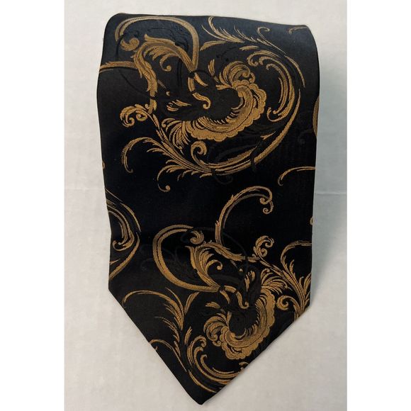 Dolce & Gabbana Cravatte Mens Tie 100% Silk Black/Gold Made In Italy $140 - Picture 4 of 9